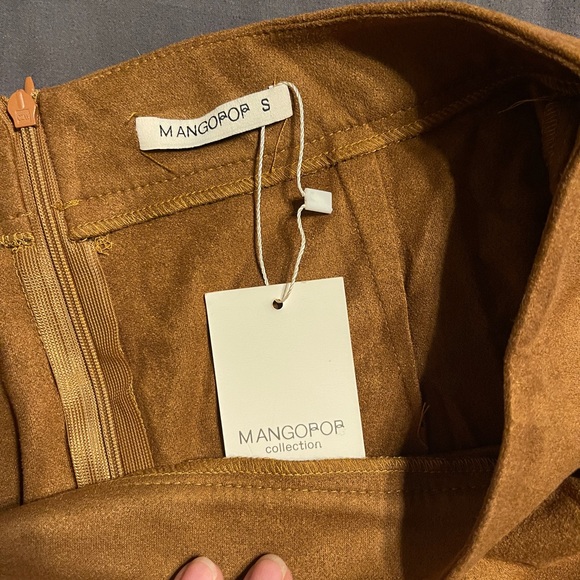 Brown Suede High Waisted Skirt - Picture 3 of 3